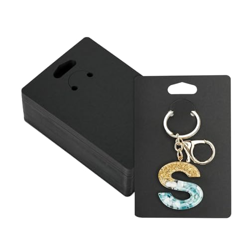 Festiko® Keychain Display Cards (Black A, Pack of 100 Pcs, 4.7"*3.1"), Keyring Display Cards, Jewellery Display Cards - Image 1