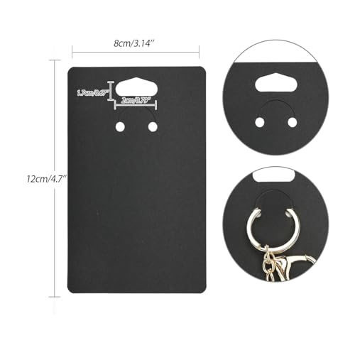 Festiko® Keychain Display Cards (Black A, Pack of 100 Pcs, 4.7"*3.1"), Keyring Display Cards, Jewellery Display Cards - Image 2