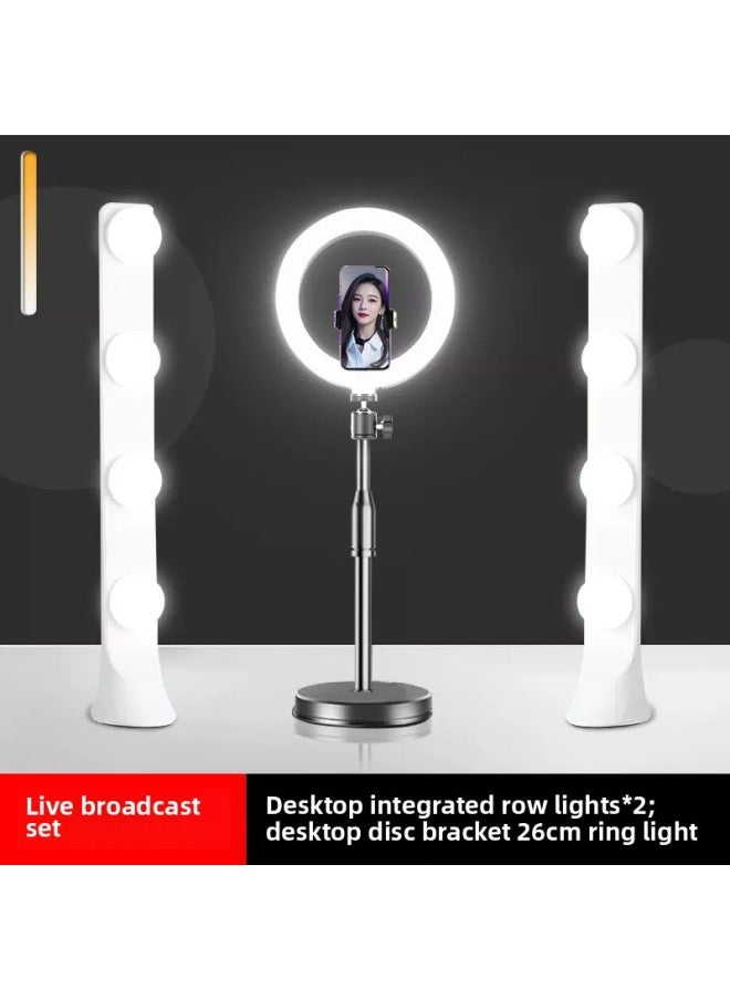 Generic - Live Light Supplementing Computer Anchor Desktop Special Beauty Rejuvenation Live Room Double Row LED Shake Audio And Video Ling Yue-Specifications:[professional Model☆3500lm] Double Row 8 Bulbs + 26cm Beauty Lamp + Single Camera + Desktop - Image 1
