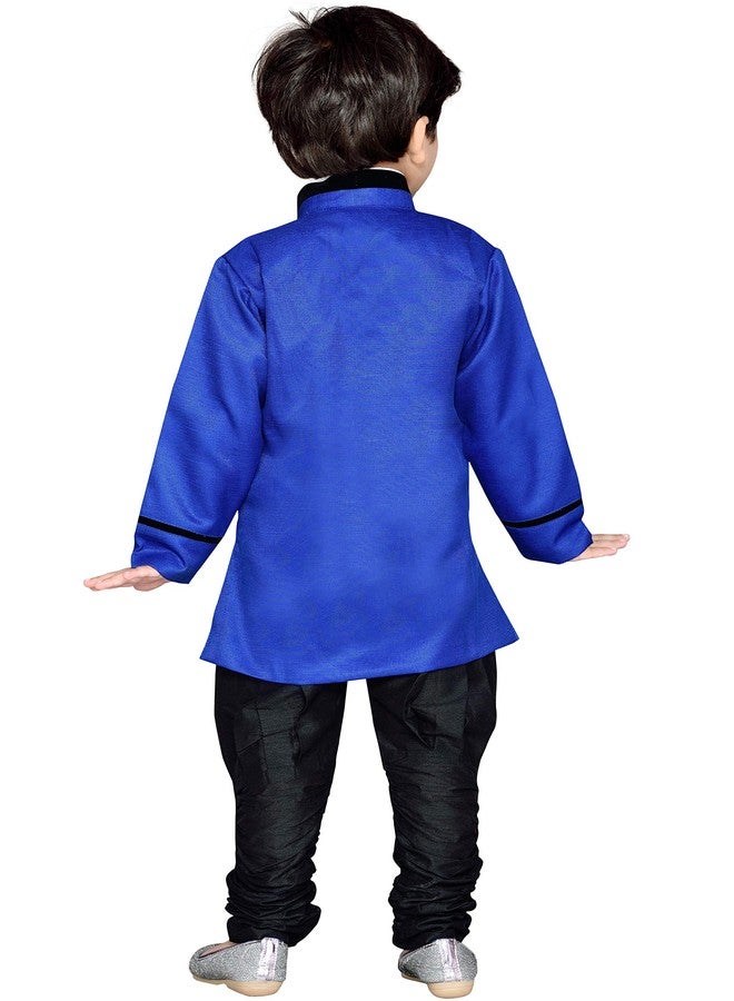 AJ DEZINES Kids Sherwani Suit Set For Boys (644_BLUE_8.) - Image 3
