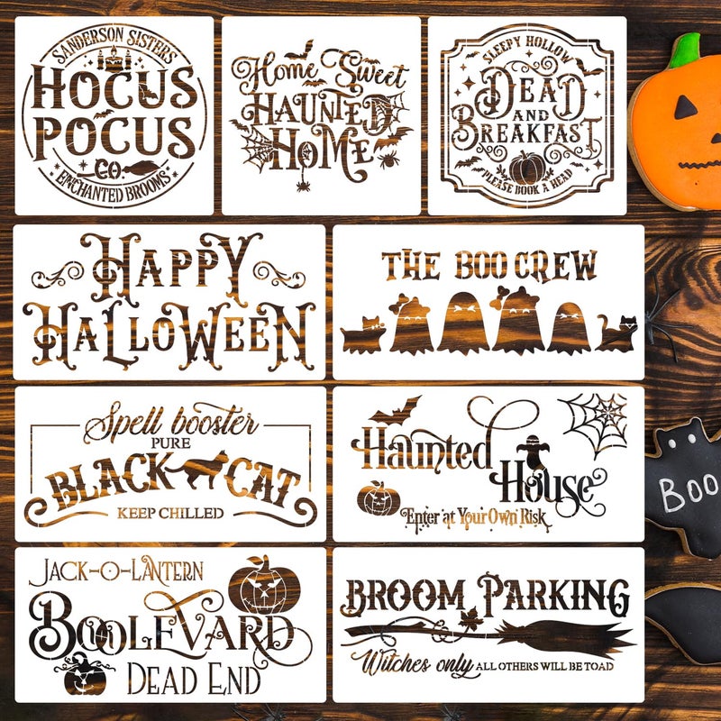 Halloween Stencils for Painting on Wood Reusable Halloween Stencil Hocus Pocus Boo Family Draw Templates for Wood Signs Walls Windows Fabrics TShirt DIY Crafts DecorHW Stencils 149p