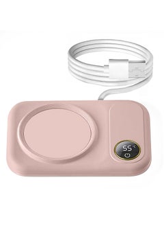 MARGOUN Coffee Mug Warmer, Electric Cup Heater with LCD Display, Digital Temperature 55-75°C Adjustable, USB-Powered, ABS Material - Pink  - Image 5