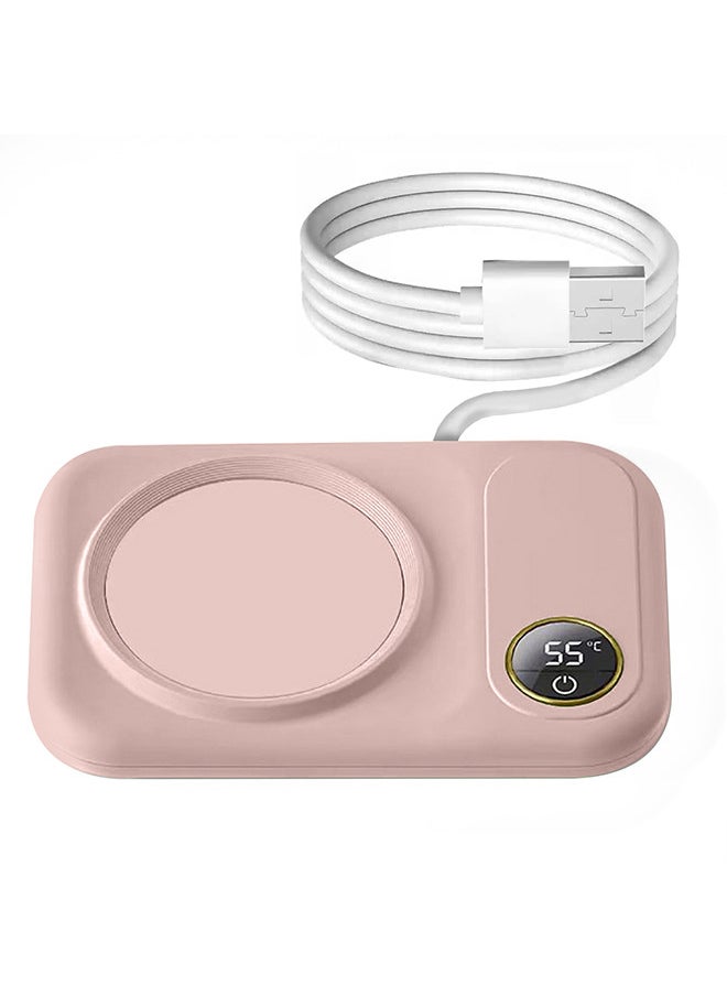 MARGOUN Coffee Mug Warmer, Electric Cup Heater with LCD Display, Digital Temperature 55-75°C Adjustable, USB-Powered, ABS Material - Pink  - Image 5