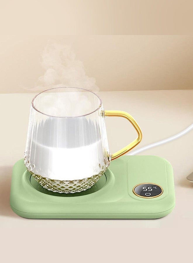 MARGOUN Coffee Mug Warmer, Electric Cup Heater with LCD Display, Digital Temperature 55-75°C Adjustable, USB-Powered, ABS Material - Green - Image 1