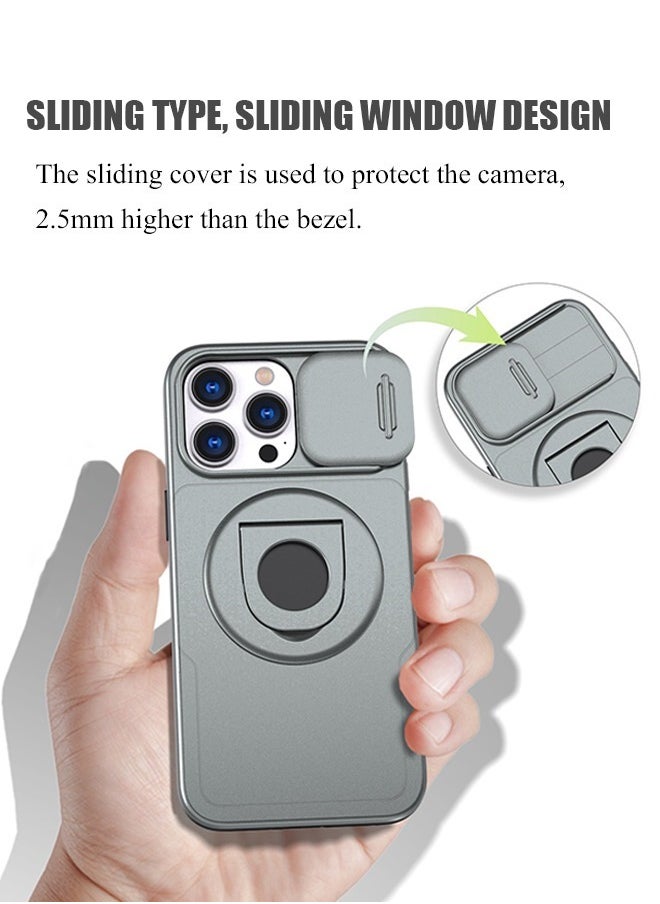 Beyond iPhone 13 Pro Max Magnetic Case, Shockproof Protection Cover with Lens Cap and Invisible Stand, Matte Slim Phone Case (Gray)  - Image 3