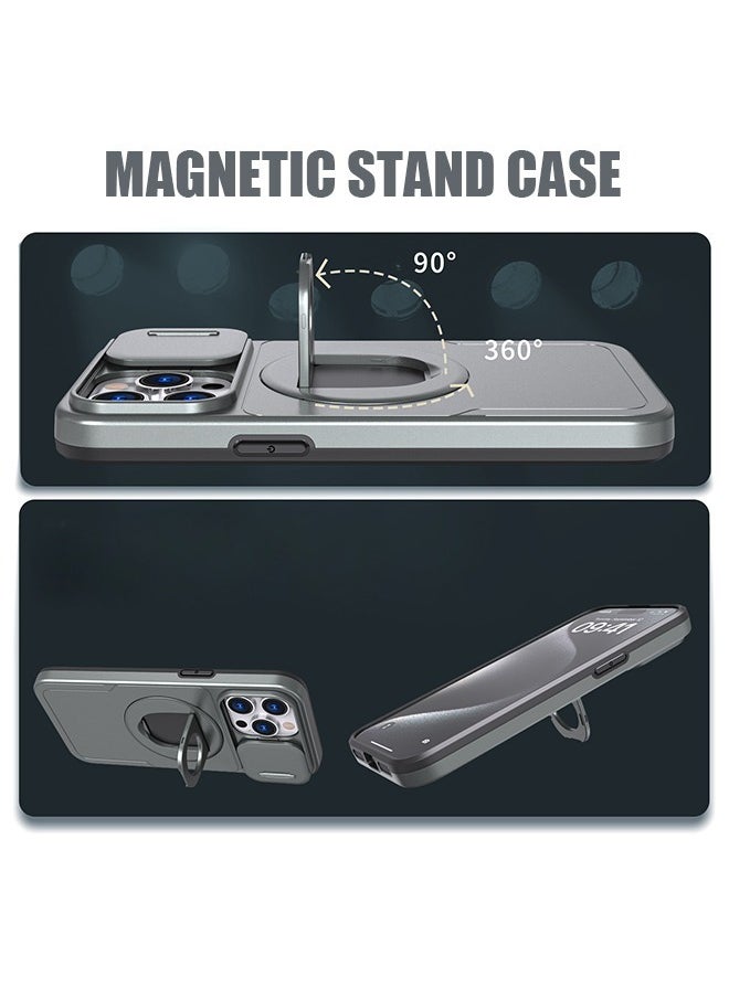 Beyond iPhone 13 Pro Max Magnetic Case, Shockproof Protection Cover with Lens Cap and Invisible Stand, Matte Slim Phone Case (Gray)  - Image 5