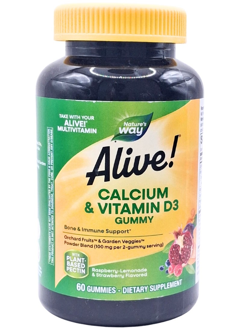 ألايف على قيد الحياة كالسيوم + دي 3 صمغ 60 ثانية