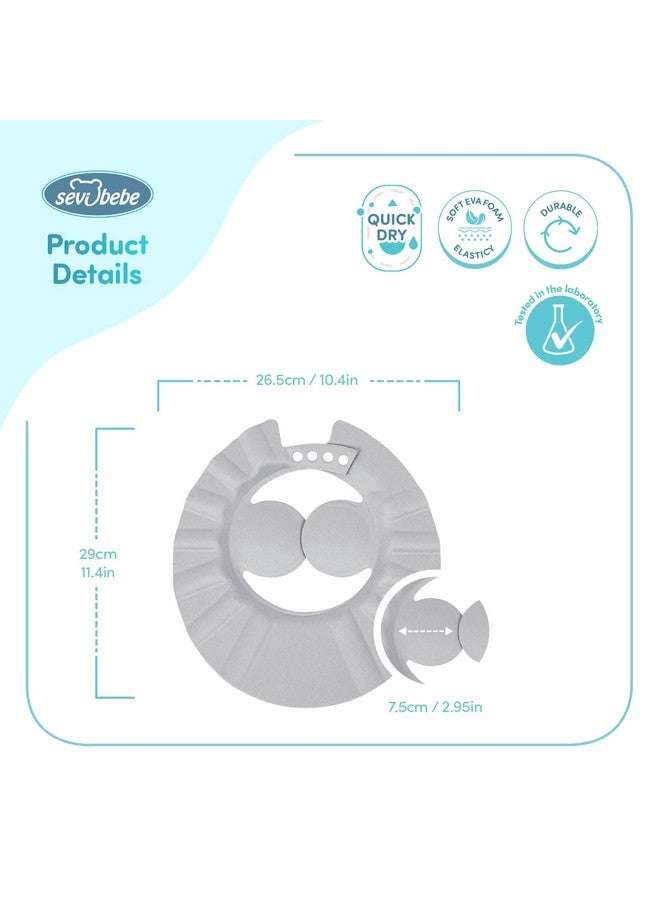 Sevi Bebe Soft and Adjustable Baby Shower Cap - Protect Your Baby's Eyes and Ears and Make Bath Time Fun for Your Little One - Grey (Pack of 1) - Image 2