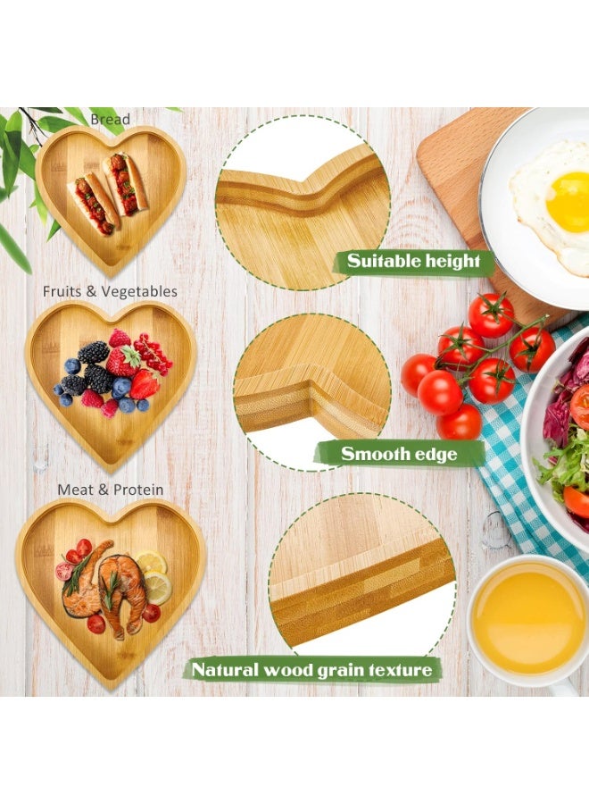 Heart Shaped Bamboo Wooden Tray for Serving Food, Fruit, Snacks, and Cheese for Restaurants, 3 Pieces - Image 3