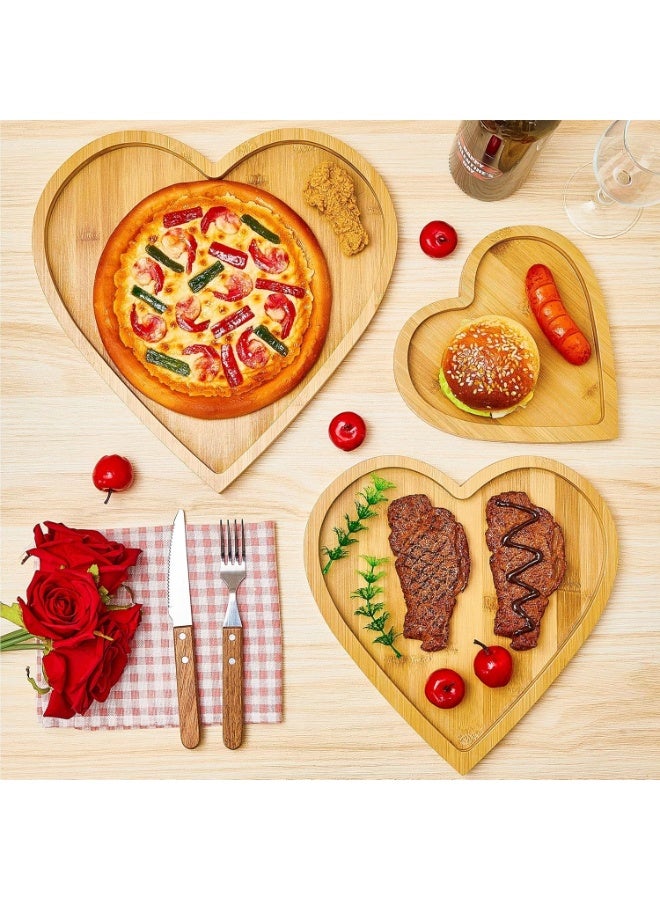 Heart Shaped Bamboo Wooden Tray for Serving Food, Fruit, Snacks, and Cheese for Restaurants, 3 Pieces - Image 5