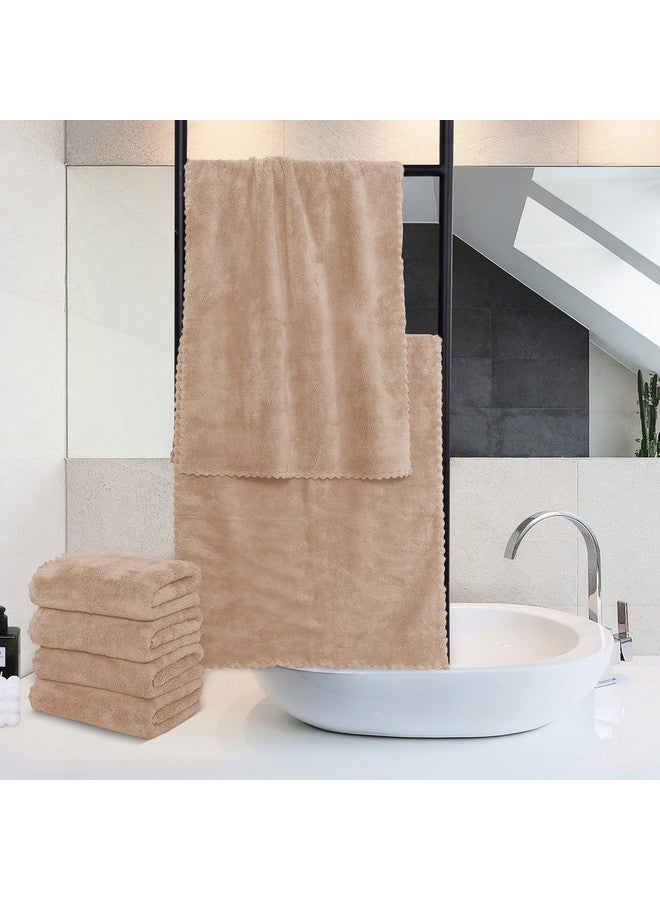 MOONQUEEN 6 Pack Premium Hand Towels - Quick Drying - Microfiber Coral Velvet Highly Absorbent Towels - Multipurpose Use as Hotel, Bathroom, Shower, Spa, Hand Towel 16 x 28 inches (Brown) - Image 3