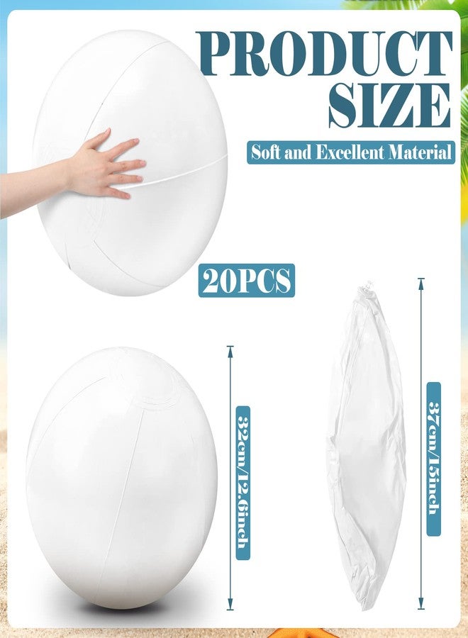 Junkin 20 Pieces 15 Inch Solid White Beach Balls Bulk Inflatable Beach Ball Swimming Pool Party Balls Game Toy for Summer, Pool and Party Favor - Image 3