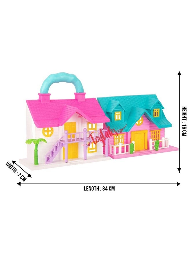 Toytales TOYTALES Tiny Dream Doll House Building (2 Room Set) for Girls, Playset with Furniture & Accessories with Bedroom, Role-Play Set for Kids - Set of 18 Piece (Assorted Colour)  - Image 2