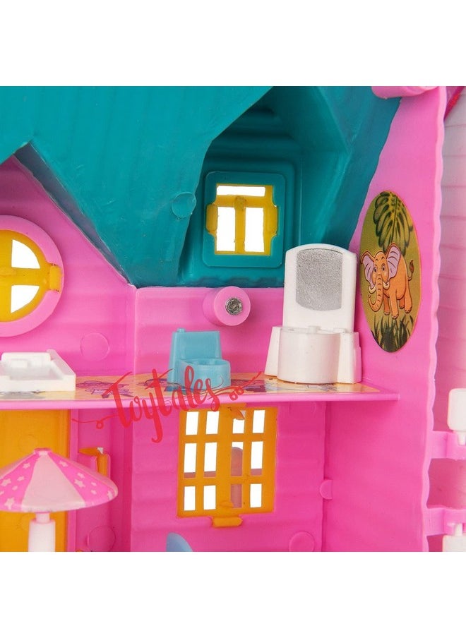 Toytales TOYTALES Tiny Dream Doll House Building (2 Room Set) for Girls, Playset with Furniture & Accessories with Bedroom, Role-Play Set for Kids - Set of 18 Piece (Assorted Colour)  - Image 4