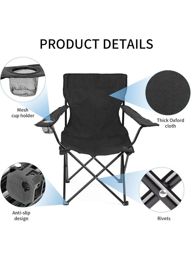 Hihonor Folding Camping Chairs, Large Portable Chair with Cup Holder and Carry Bag,Lightweight Beach Chair Supports up to 120KG Lawn Chairs & Compact Backpacking Chair for Outdoor, Black - Image 2