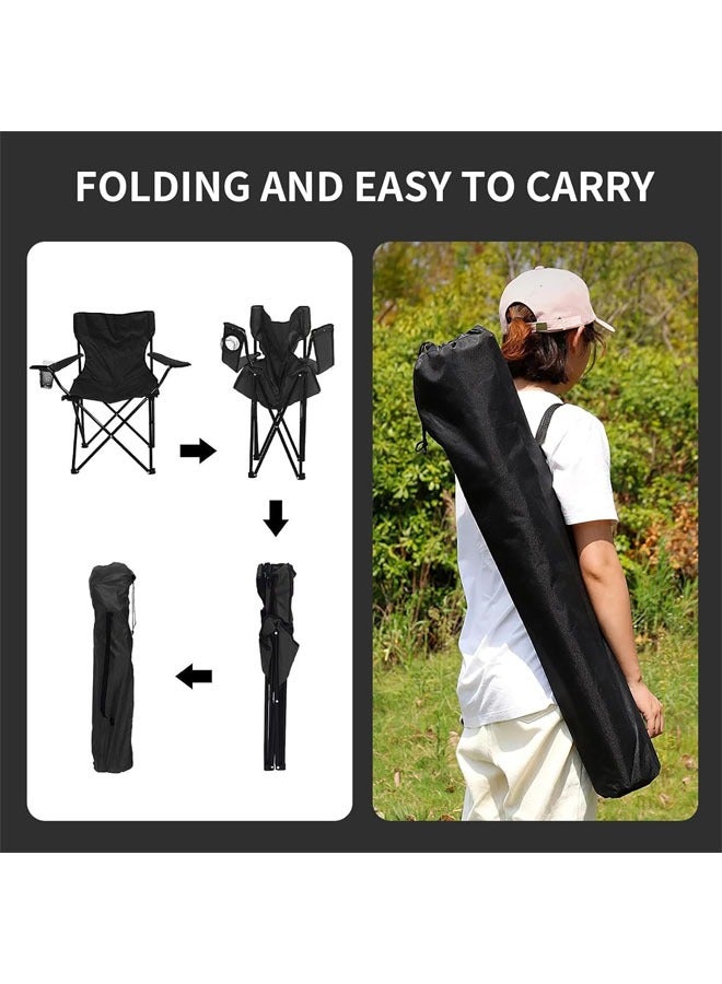 Hihonor Folding Camping Chairs, Large Portable Chair with Cup Holder and Carry Bag,Lightweight Beach Chair Supports up to 120KG Lawn Chairs & Compact Backpacking Chair for Outdoor, Black - Image 3