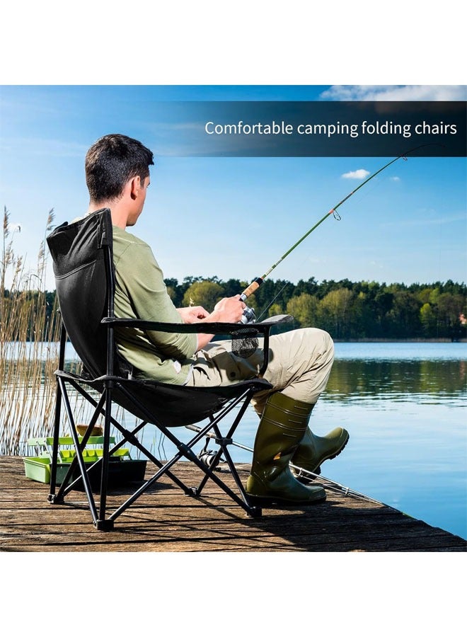 Hihonor Folding Camping Chairs, Large Portable Chair with Cup Holder and Carry Bag,Lightweight Beach Chair Supports up to 120KG Lawn Chairs & Compact Backpacking Chair for Outdoor, Black - Image 4