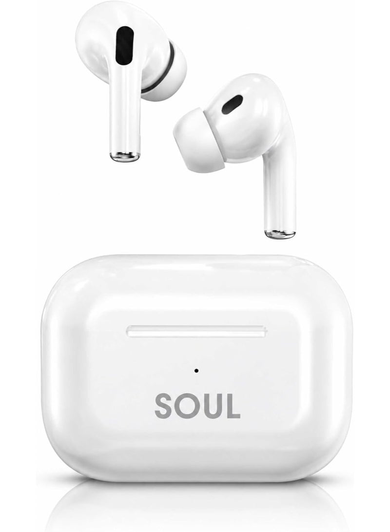 Xcell SOUL18 Air Pro True Wireless Earbuds with Mic, Bluetooth 5.3, Deep Bass Stereo Sound, Touch Control, IPX4 Water Resistant, Auto Pairing, USB-C Charging, In-Ear Earphones, iOS & Android- White - Image 3