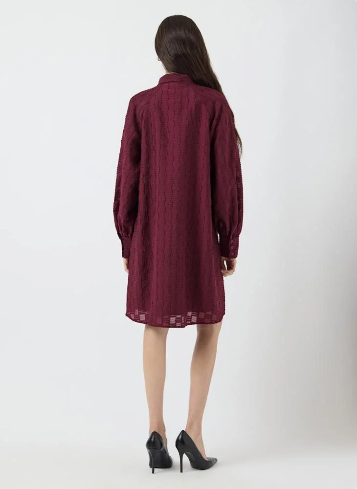 YAS Neck Tie Detail Cuff Sleeve Mini Dress