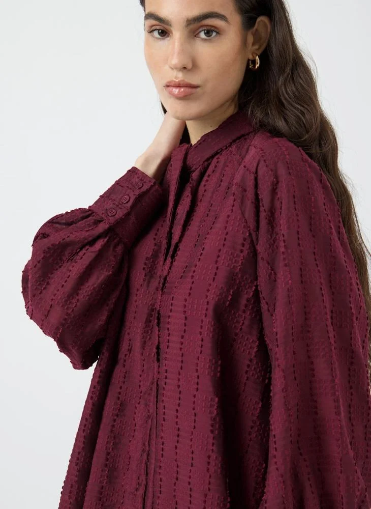 YAS Neck Tie Detail Cuff Sleeve Mini Dress