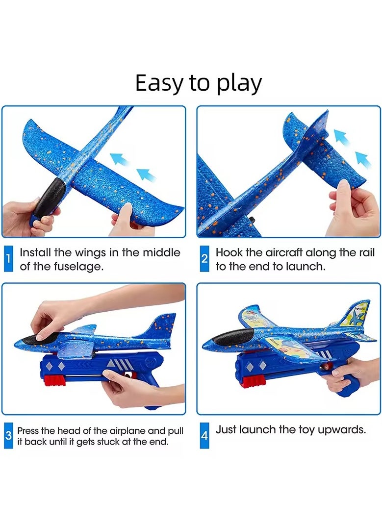 Toy Box Airplane Foam Launcher One Click Ejection Model with Foam Glider Airplane Toy Set For Kids  - Image 5