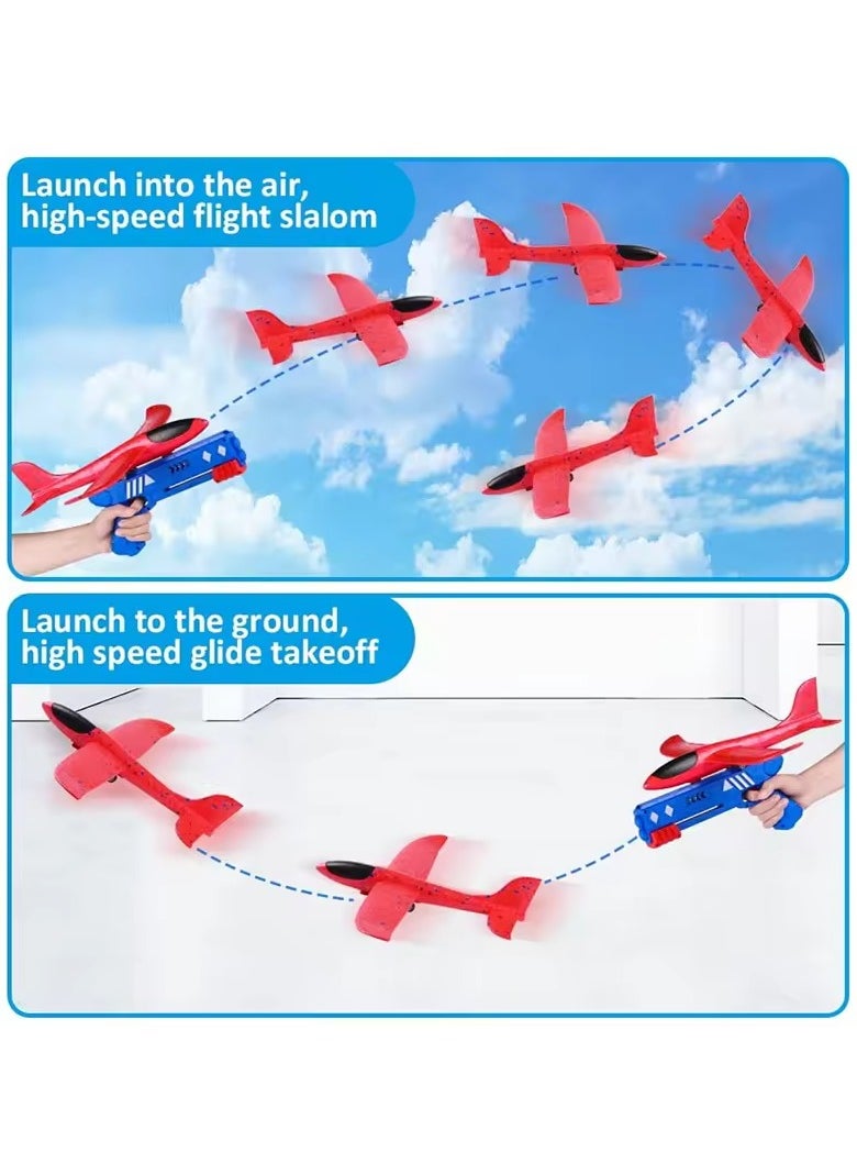 Toy Box Airplane Foam Launcher One Click Ejection Model with Foam Glider Airplane Toy Set For Kids  - Image 3
