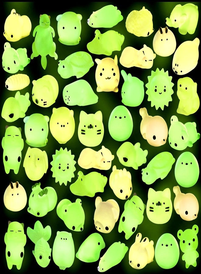Outee 50 Pcs Mochi Toys Mini Mochi Animals Toys Glow in The Dark Toys Stress Relief Toys Bulk Mochi Cat Random Halloween Kids Party Favors for Goodie Bag - Image 1