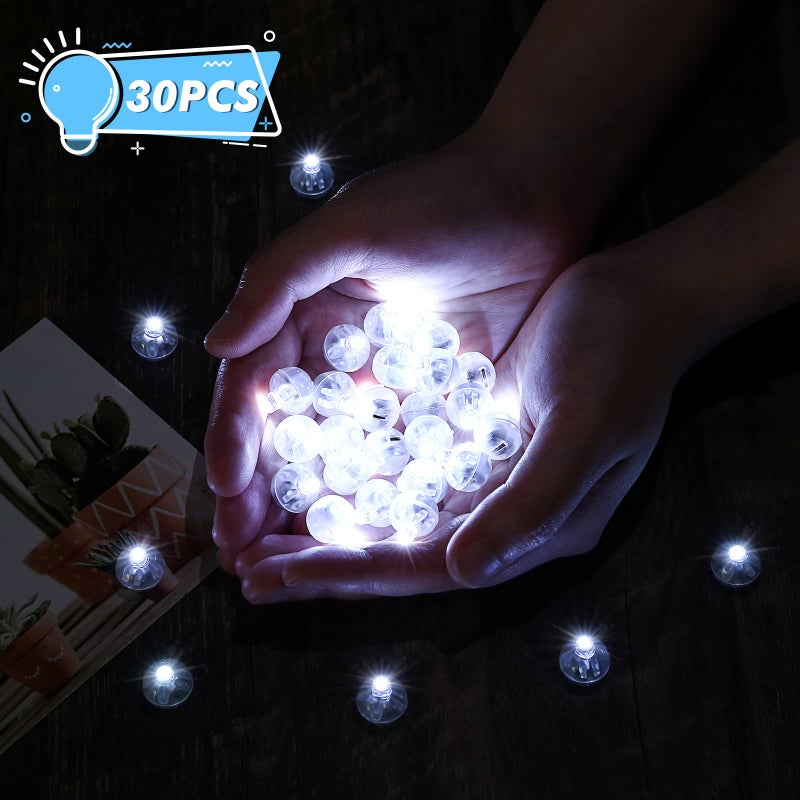 LIHAO 30pcs LED Balloon Lights Mini Round LED Ball Lights for Paper Lantern Christmas Halloween Birthday Wedding (White) - Image 4