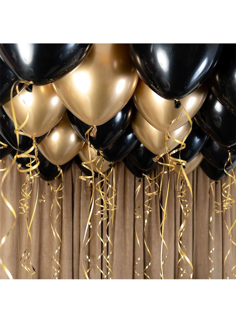 Ceiling Balloon Kit Black Gold 33cm 30-Pack