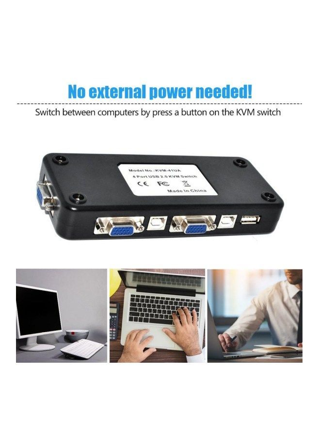 NIBEMINENT 4 Port SVGA VGA Keyboard Mouse Switch Box Black - Image 2