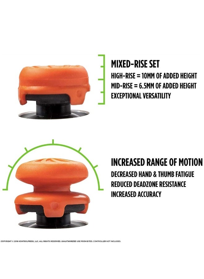 FPS Freek Vortex for Playstation 4 (PS4) and Playstation 5 (PS5) Controller, Performance Thumbsticks, Galaxy Themed Thumbstick Covers (1 High-Rise Convex, 1 Mid-Rise Concave, Orange) - Image 3