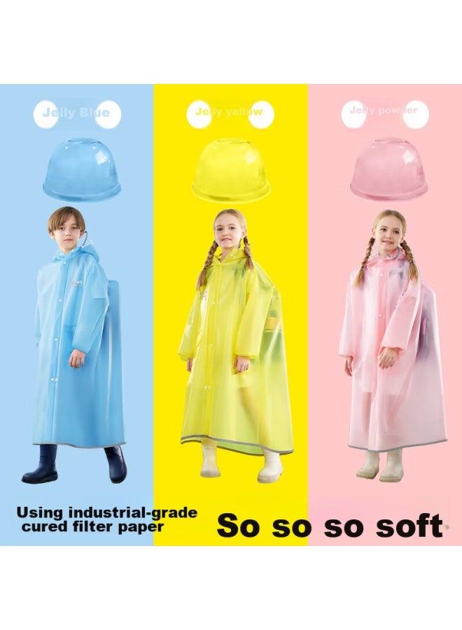 Moremerry Children's Raincoat With Backpack Space For Boys And Girls, Full-body Waterproof Student School Lightweight Tpu Poncho, Blue Jelly, 3XL - Image 5