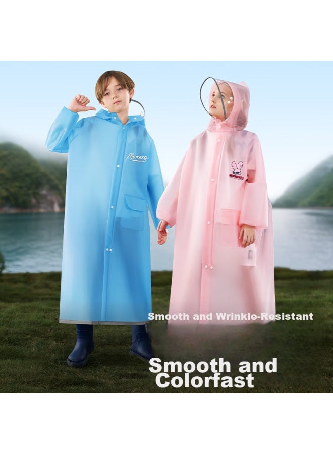 Moremerry Children's Raincoat With Backpack Space For Boys And Girls, Full-body Waterproof Student School Lightweight Tpu Poncho, Blue Jelly, 3XL - Image 4