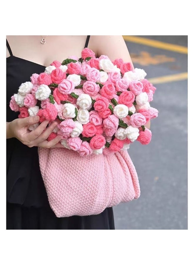 SKT Shiketro Woven Rose Bouquet Blanket, Nap Blanket Gift, Pink Blanket with Pink Flowers, 110cm - Image 4