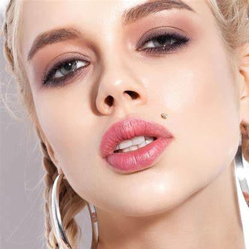 FECTAS 16G Cartilage Earring Stud Forward Helix Earrings Internal Threaded Labret Lip Medusa Piercing Ring Rose Gold 2 Pairs - Image 4
