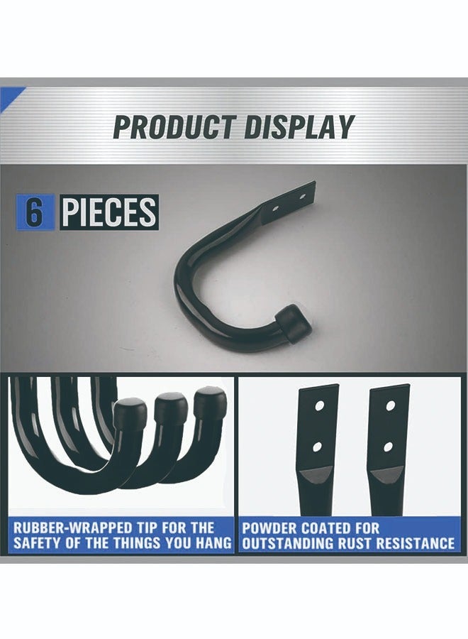6pcs heavy-duty garage hooks for suspension, wall mounted garden hose bracket with screws and expansion bolts, black  - Image 5