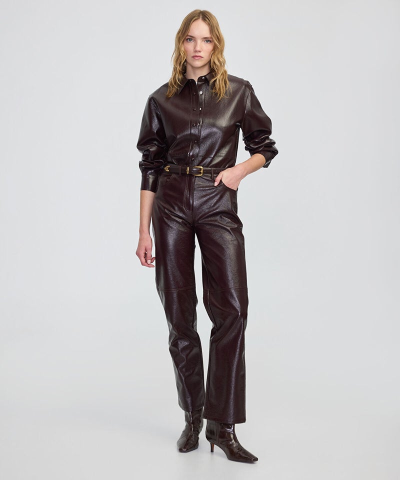 Ipekyol Faux Patent Leather Straight-Leg Trousers - Image 1