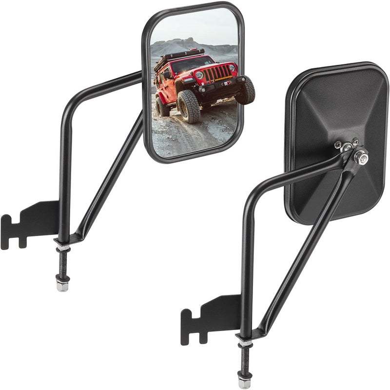 QMPARTS Mirrors Doors Off for Wrangler JK JKU JL JLU Gladiator 20072025 No Vibrate Wobble Wide Vision EasyInstall Doorless Side Quick Release Mirrors for Safe Doors Off Driving