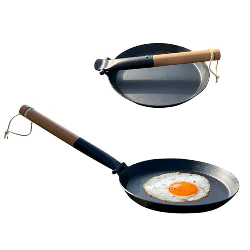 Keleday 8.2 Inch Cast Iron Frying Pan with Folding Detachable Handle Non Stick Lightweight Camping Skillet for Indoor Outdoor,Backpacking,Fits All Stovetops - Image 1