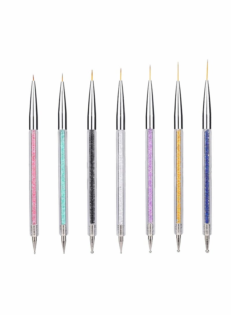 Excefore 7 Pcs Nail Art Liner Brushes,Nail Art Point Drill Drawing Brush Pen Double Ended Dotting Tools Set,Dual-ended Painting Nail Design Brush Pen Include Liner Brushes and Dotting Pen 5/7/9/11/14/16/20 mm - Image 1