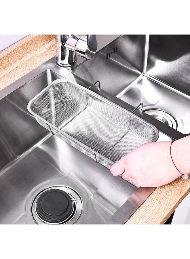 Relex Stainless Steel Side Sink Drain Strainer Basket, Corner Hanging Sink Strainer Colander Drain Basket, Kitchen Sink Food Waste Filter and Vegetables Fruits Clean (Silver rectangle) - Image 5