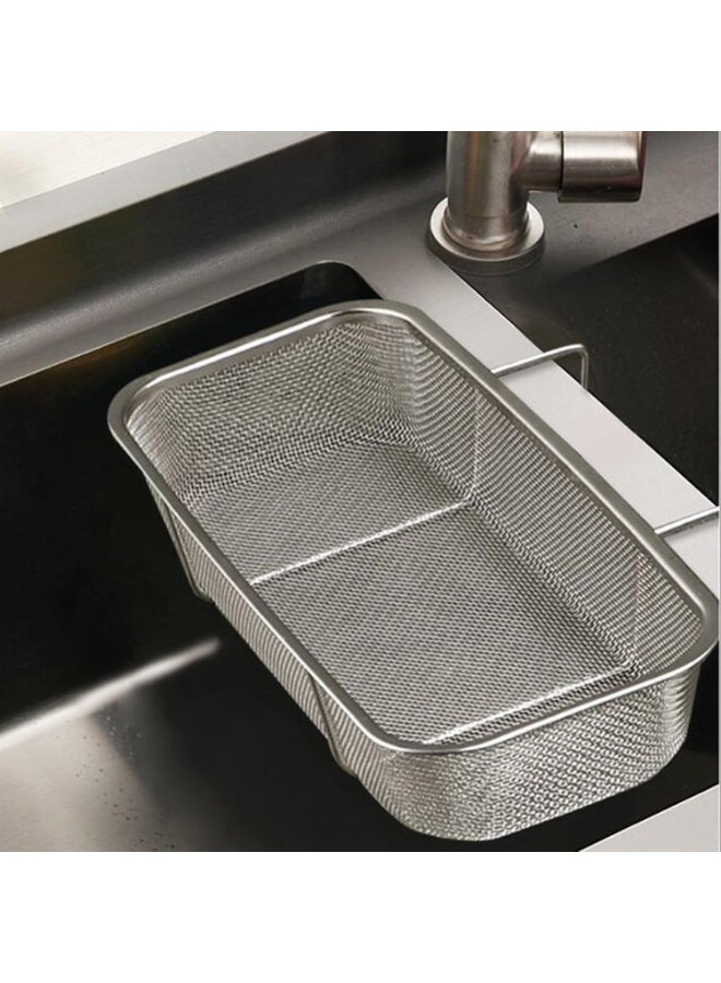 Relex Stainless Steel Side Sink Drain Strainer Basket, Corner Hanging Sink Strainer Colander Drain Basket, Kitchen Sink Food Waste Filter and Vegetables Fruits Clean (Silver rectangle) - Image 1
