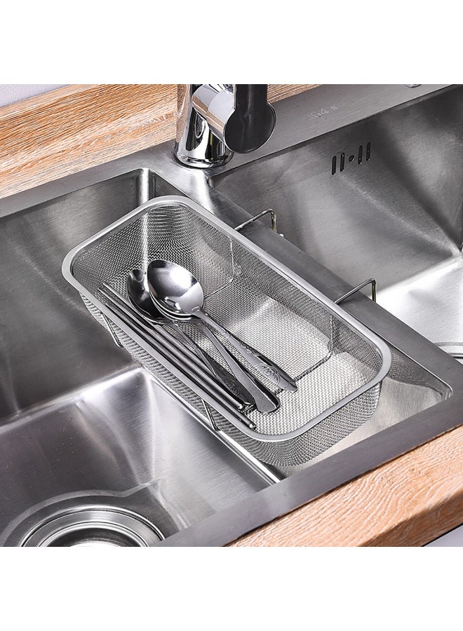 Relex Stainless Steel Side Sink Drain Strainer Basket, Corner Hanging Sink Strainer Colander Drain Basket, Kitchen Sink Food Waste Filter and Vegetables Fruits Clean (Silver rectangle) - Image 4