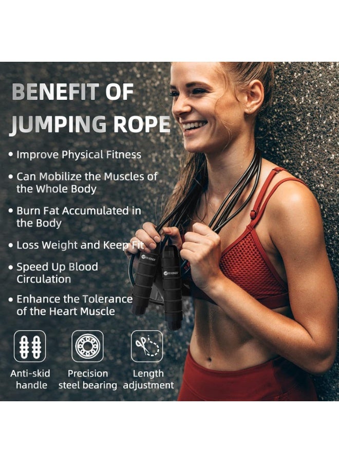 KONEX Adjustable Skipping Rope for Men & Women | Jumping Rope for Fitness, Home & Gym Workouts (Black) - Image 5
