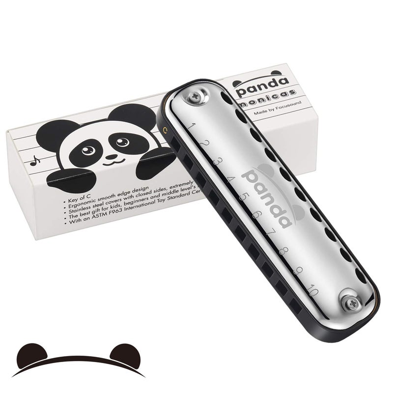Focusound Panda Harmonica for Kids, Diatonic Key of C, Smooth Rounded Edges - Image 1