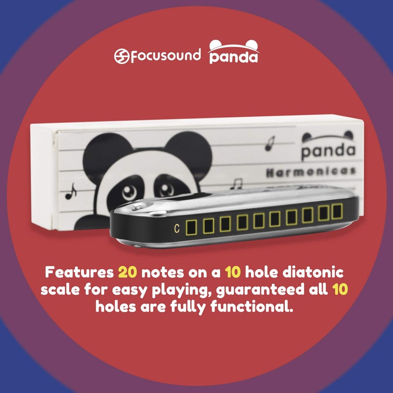 Focusound Panda Harmonica for Kids, Diatonic Key of C, Smooth Rounded Edges - Image 4