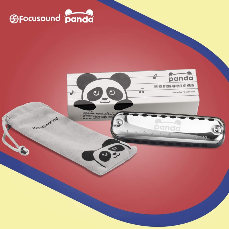 Focusound Panda Harmonica for Kids, Diatonic Key of C, Smooth Rounded Edges - Image 5