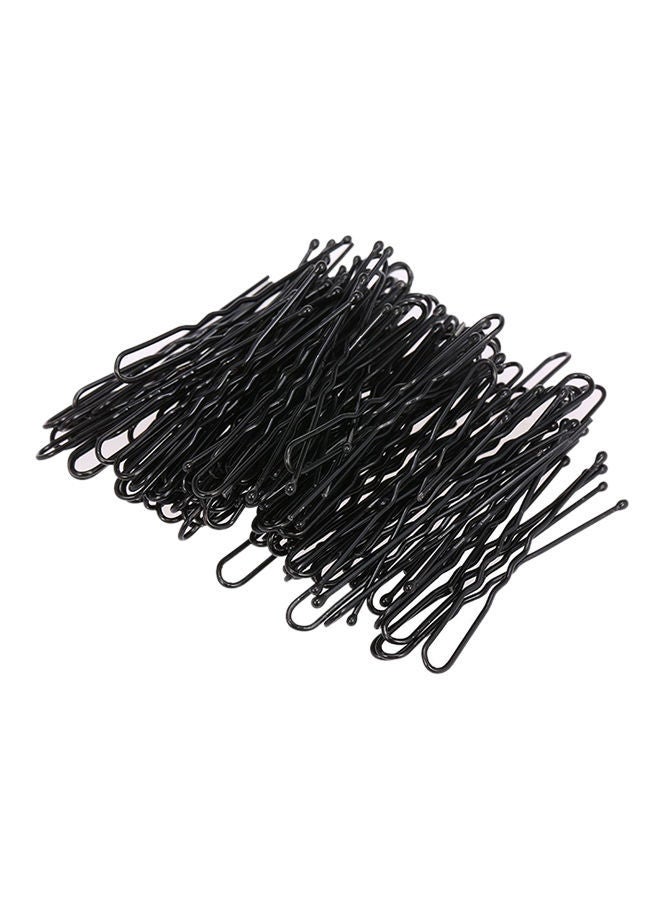 طقم دبابيس شعر مصنوعة من خليط معدني على شكل حرف U مكون 100 قطعة أسود