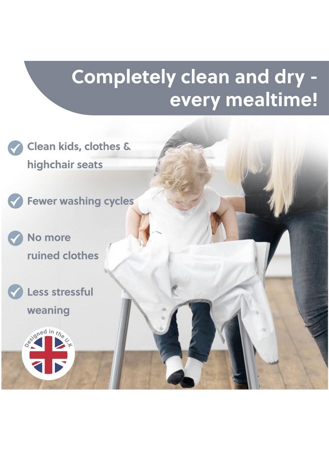 bibado - - Coverall Baby Feeding Bibs, Weaning Bib, Easy To Clean Baby Bibs For Eating, Adjustable High Chair Catch All Sleeved Bibs, Toddler Bib, Short Sleeve Feeding Bibs - Image 1