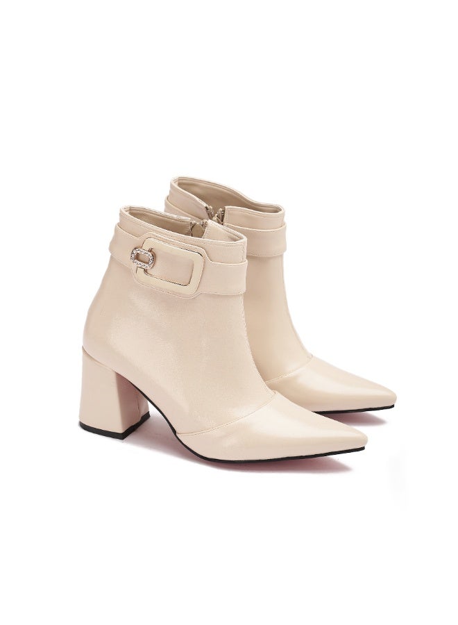 Stylish women's half-boots made of imported leather with a distinctive classic design - Image 1
